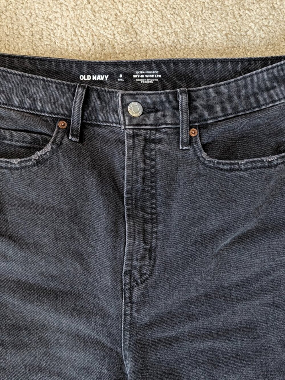 Old Navy 8 Tall Sky-hi wide leg black jeans